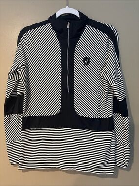 toni sailer stripe quarter zip ski snowboard layering piece winter thin fitted